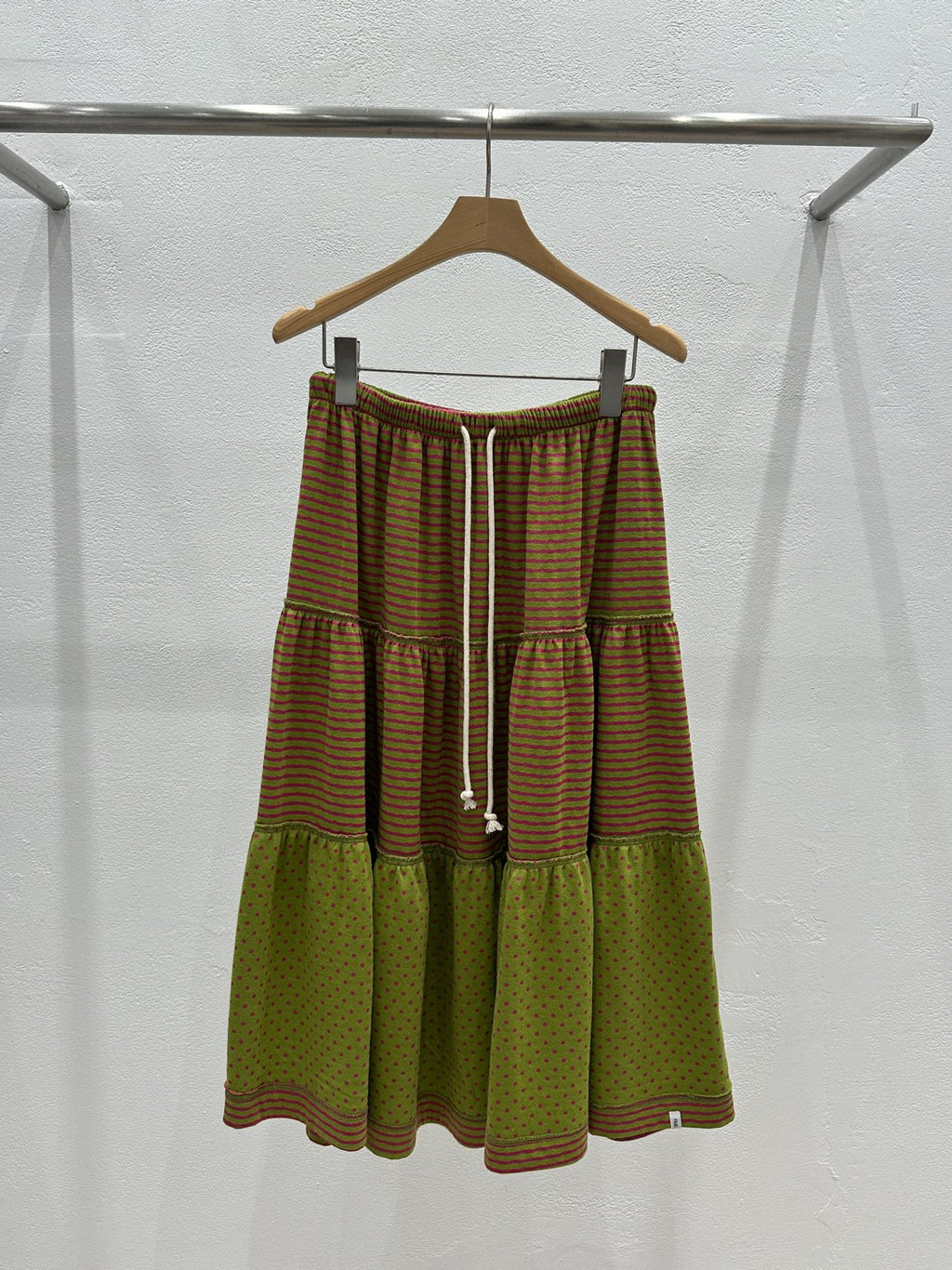 NueFlash Polka Dot Stripe Tiered Maxi Skirt