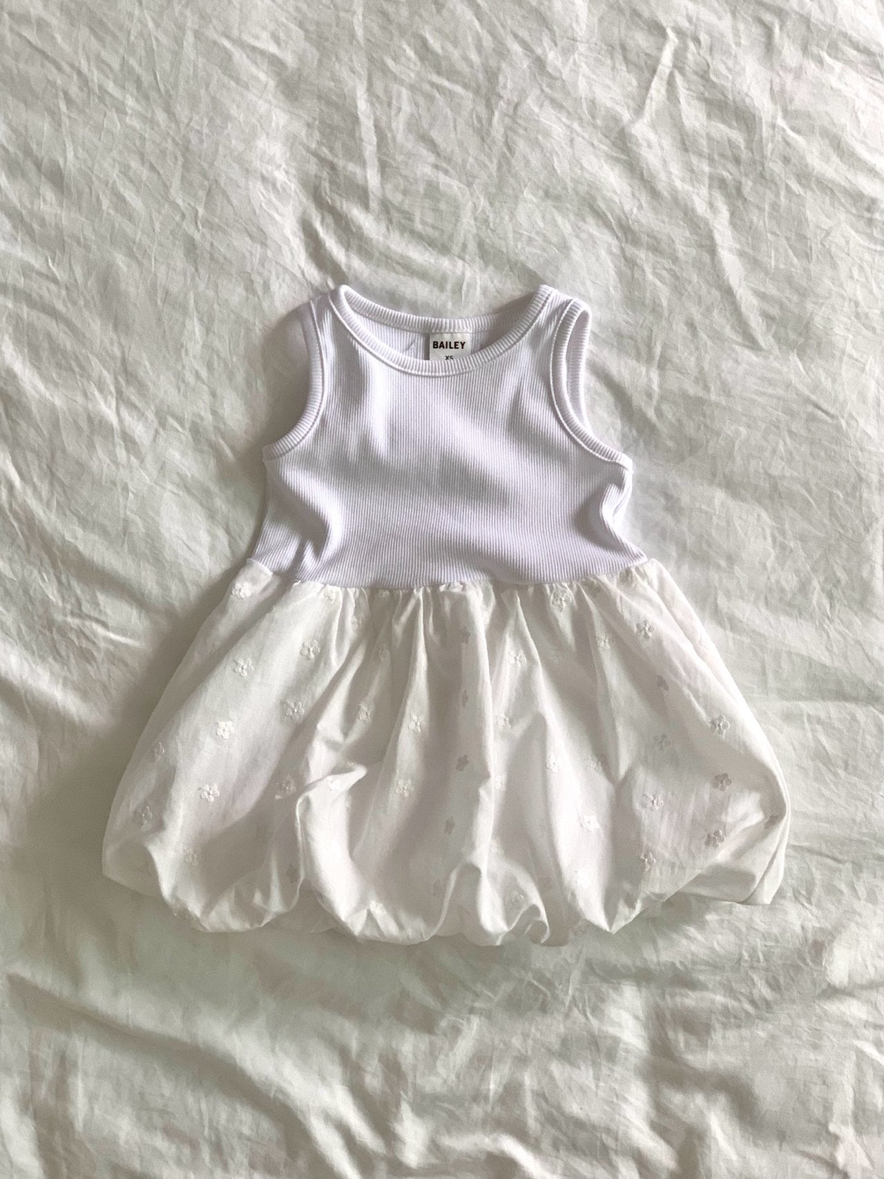 Bailey Ribbed Top Balloon Skirt Dress — Kids