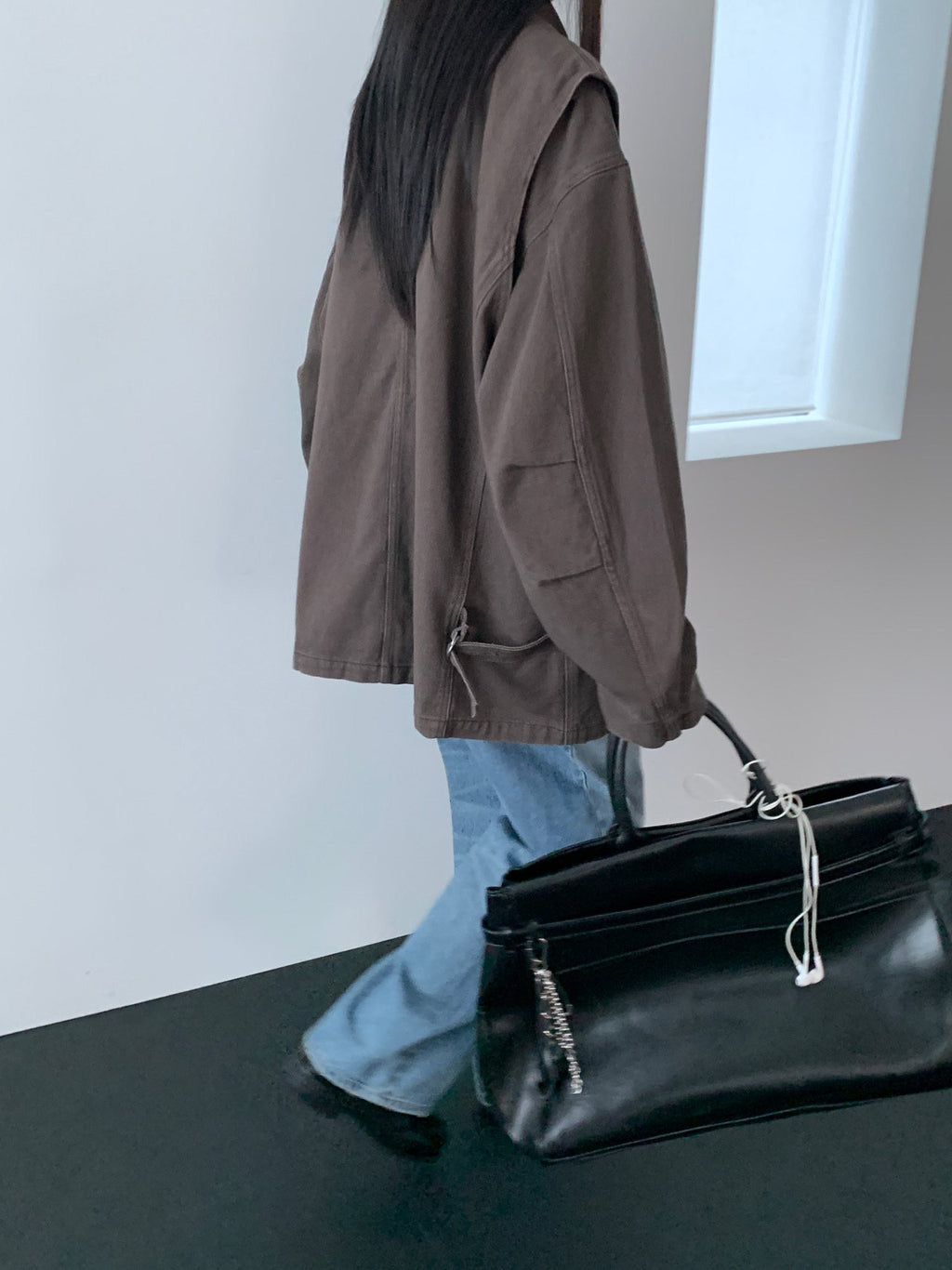 Black cotton workwear jacket front view