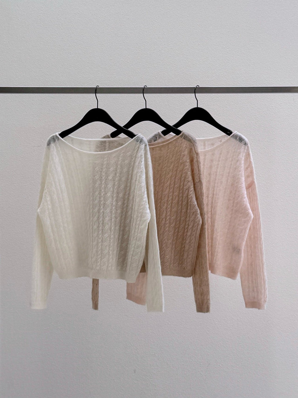 Wide Boat Neck Cable Knit Sweater
