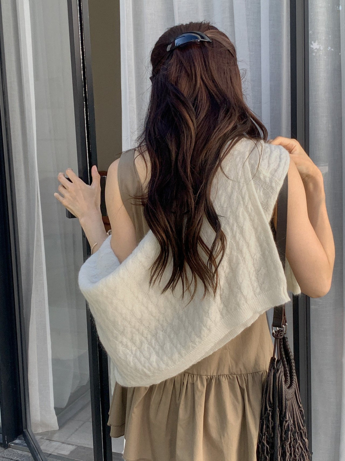 Wide Boat Neck Cable Knit Sweater