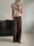 High Waist Wide Leg Cotton Pants