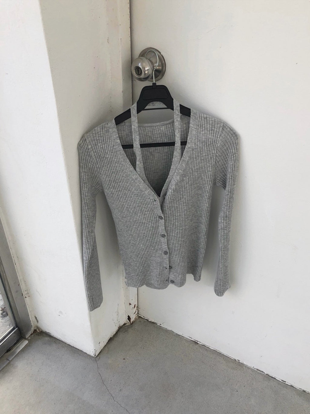 Ribbed Knit Cardigan and Tank Top Set