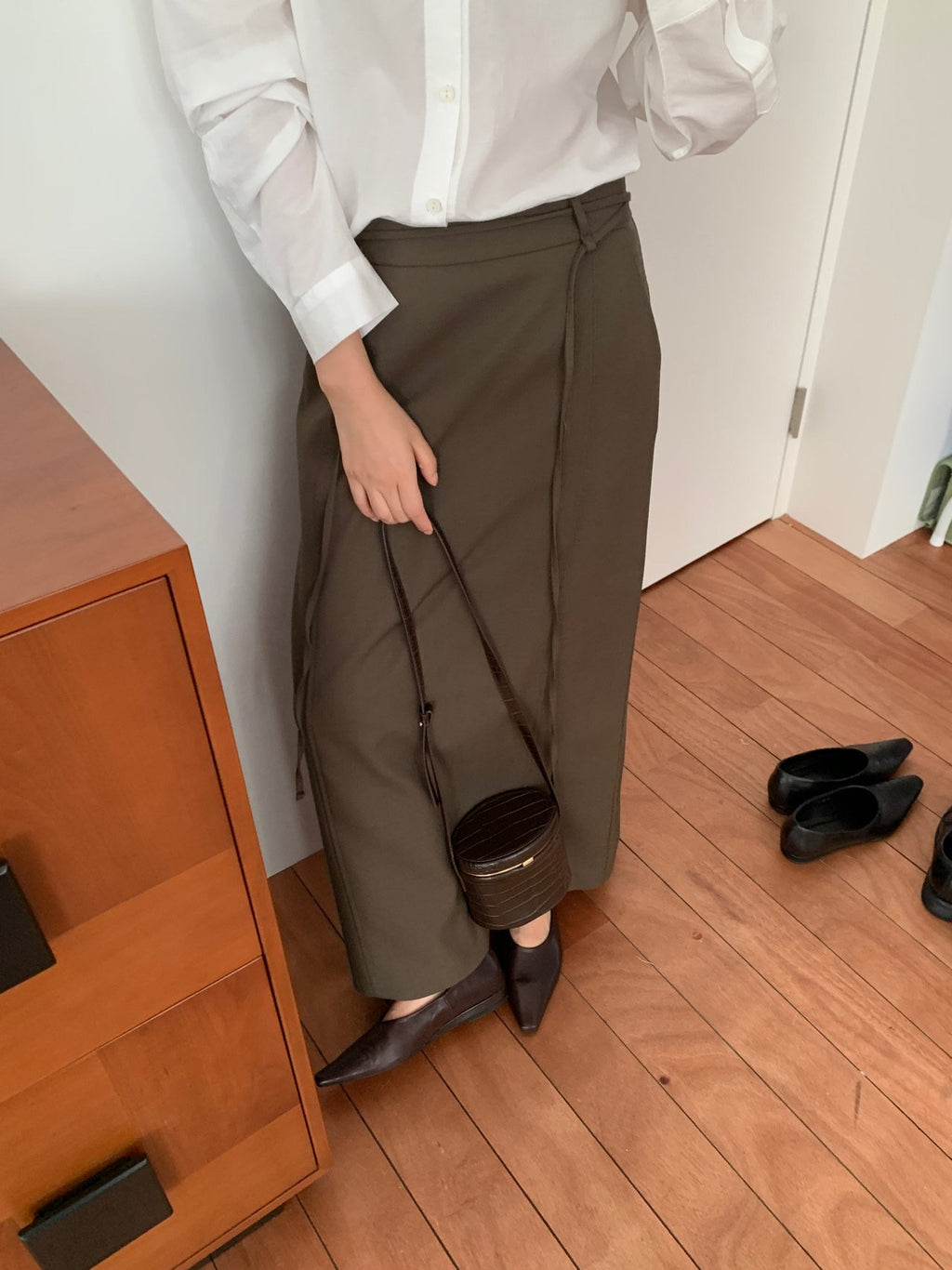 Charcoal Roa long skirt back view