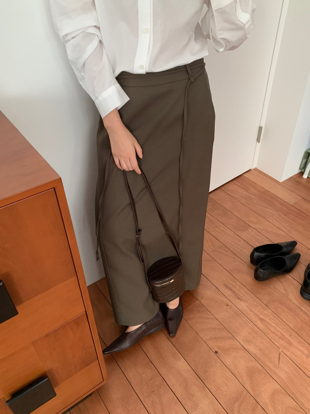 Charcoal Roa long skirt back view