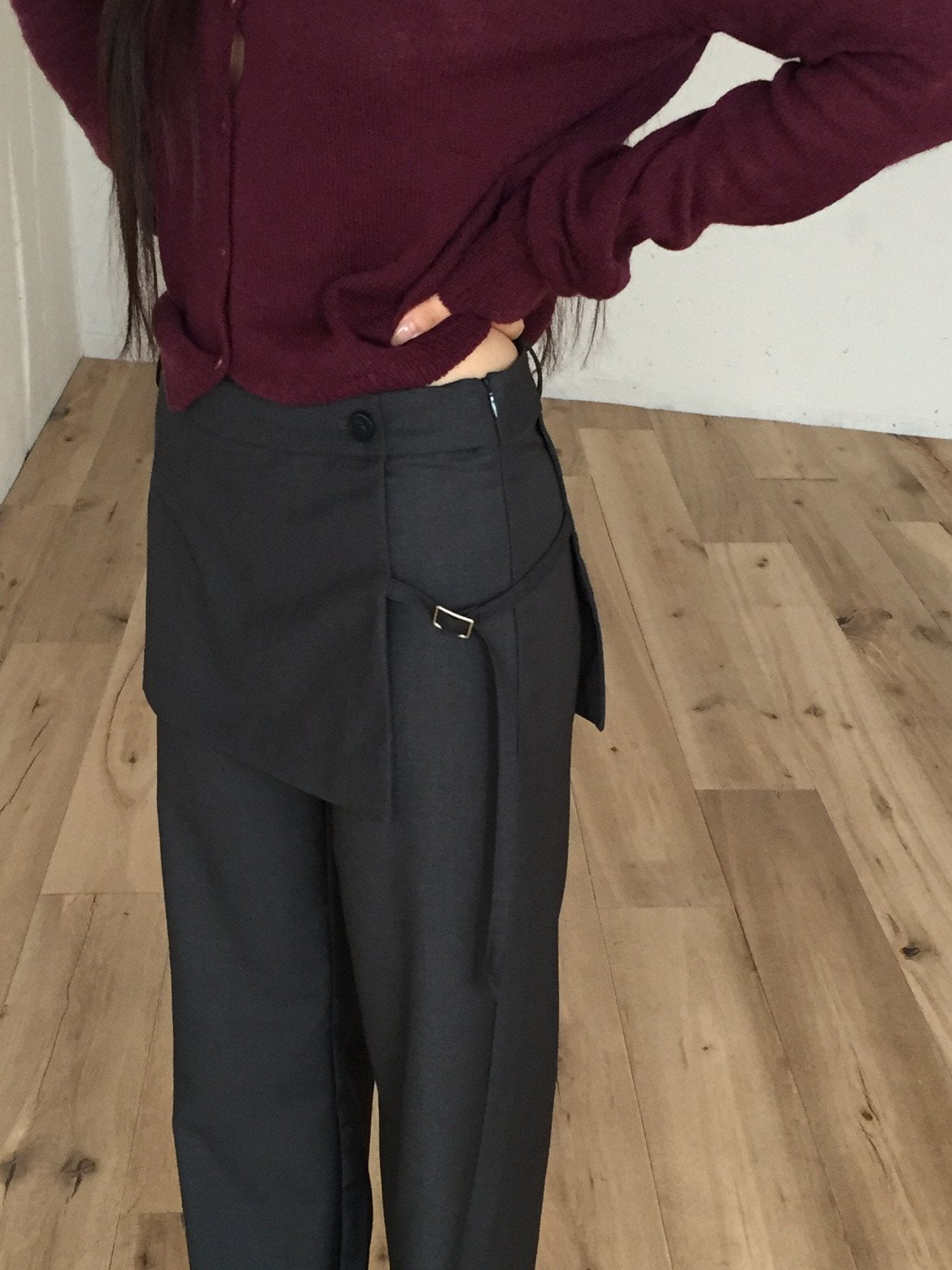 Wide Leg Slacks with Buckle
