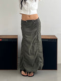 ASKHAKI Gathered Side Balloon Hem Long Skirt