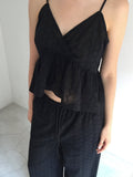 Lovemoment Eyelet Lace V-Neck Spaghetti Strap Tank Top (+Optional Pants)