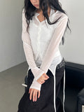 ASKHAKI Sheer Texture Button Front Slim Cropped Cardigan