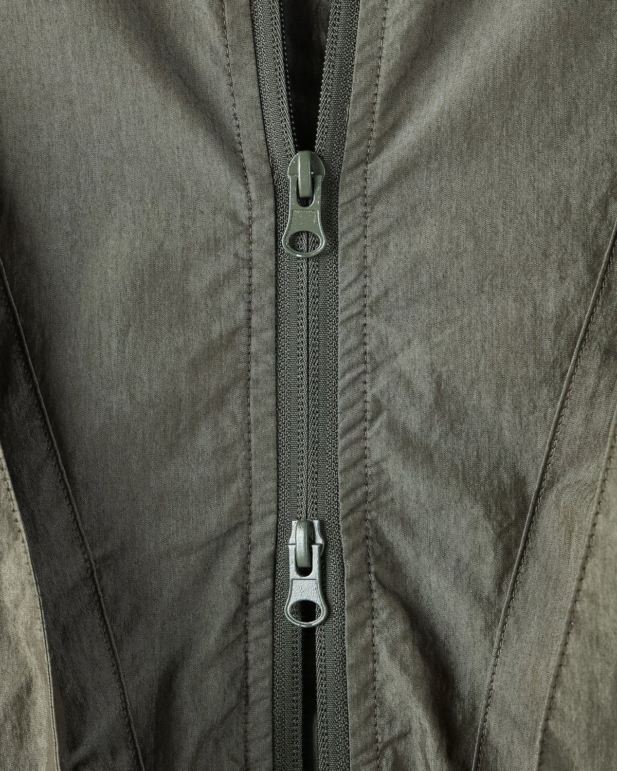 Hooded Windbreaker Jacket with Ribbed Knit Sleeves