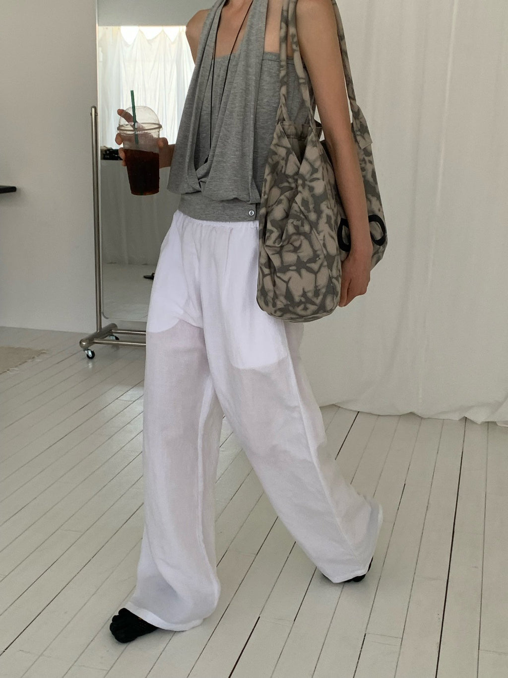 VAARA Linen Wide Leg Trousers with Elasticated Waist