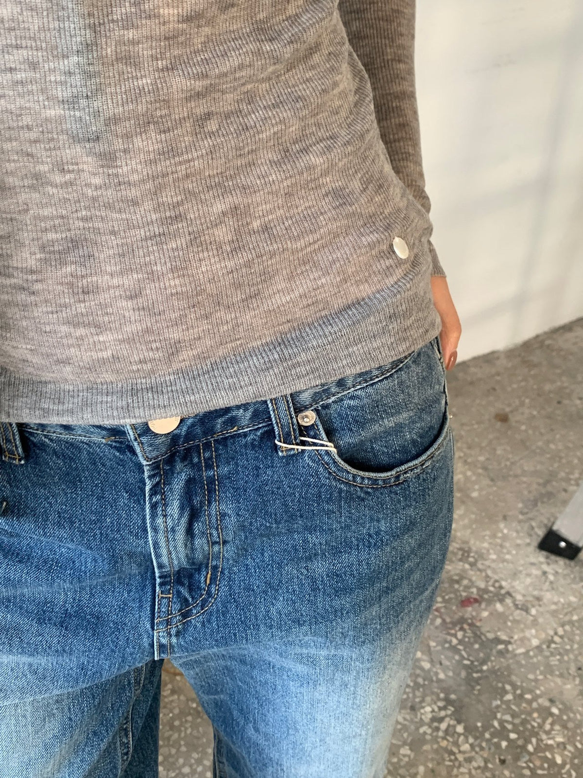Close side view of brown turtleneck sweater