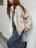Stand Collar Full Zip Oversized Blouson Jacket