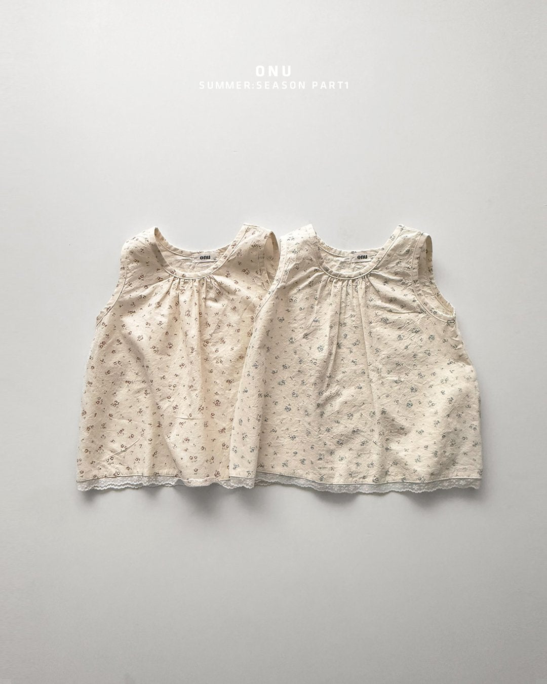 Onu Ditsy Floral Shirred Neck Dress with Lace Hem (+Optional Knit Cardigan)— Kids