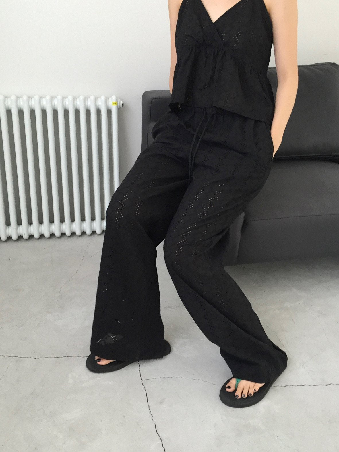 Lovemoment Eyelet Lace Wide Leg Pants (+Optional Top)