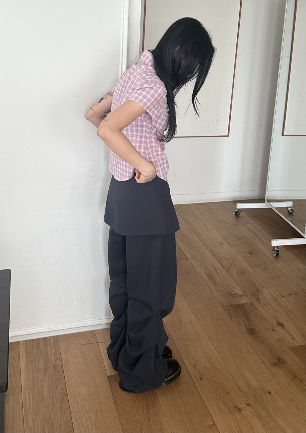 ASKHAKI Skirt-Overlay Wide Flare Trousers Set