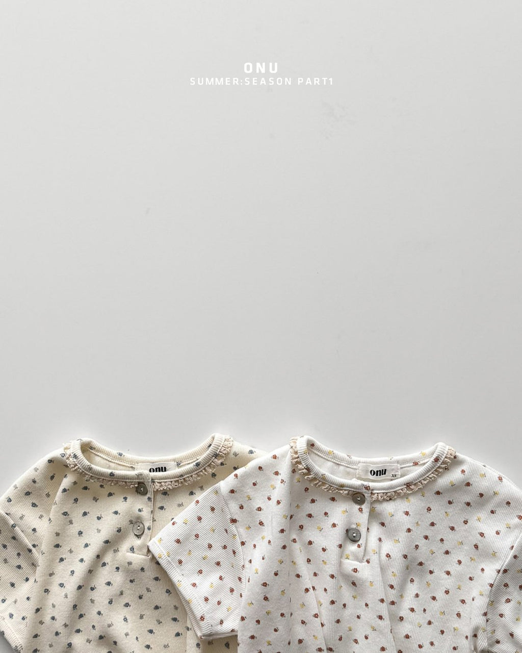 Onu Ditsy Floral Lace Neck Rib Tee & Pocket Denim Shorts Set — Kids
