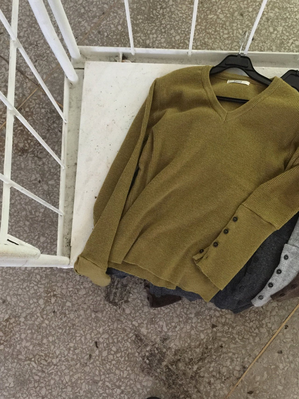 Nweol V-Neck Knit Sweater with Button Cuffs