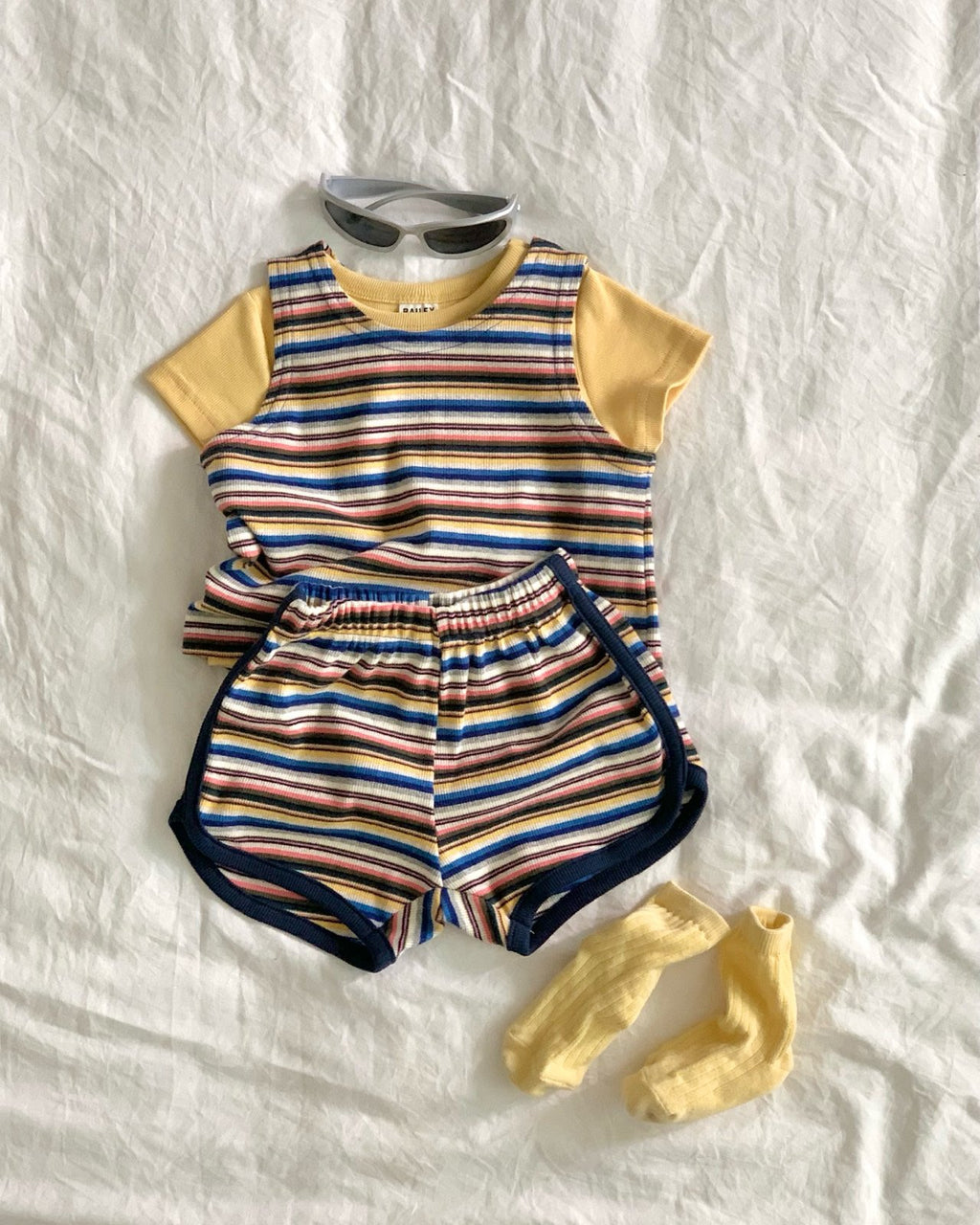 Bailey Multicolour Stripe Sleeveless Top & Shorts Set — Kids