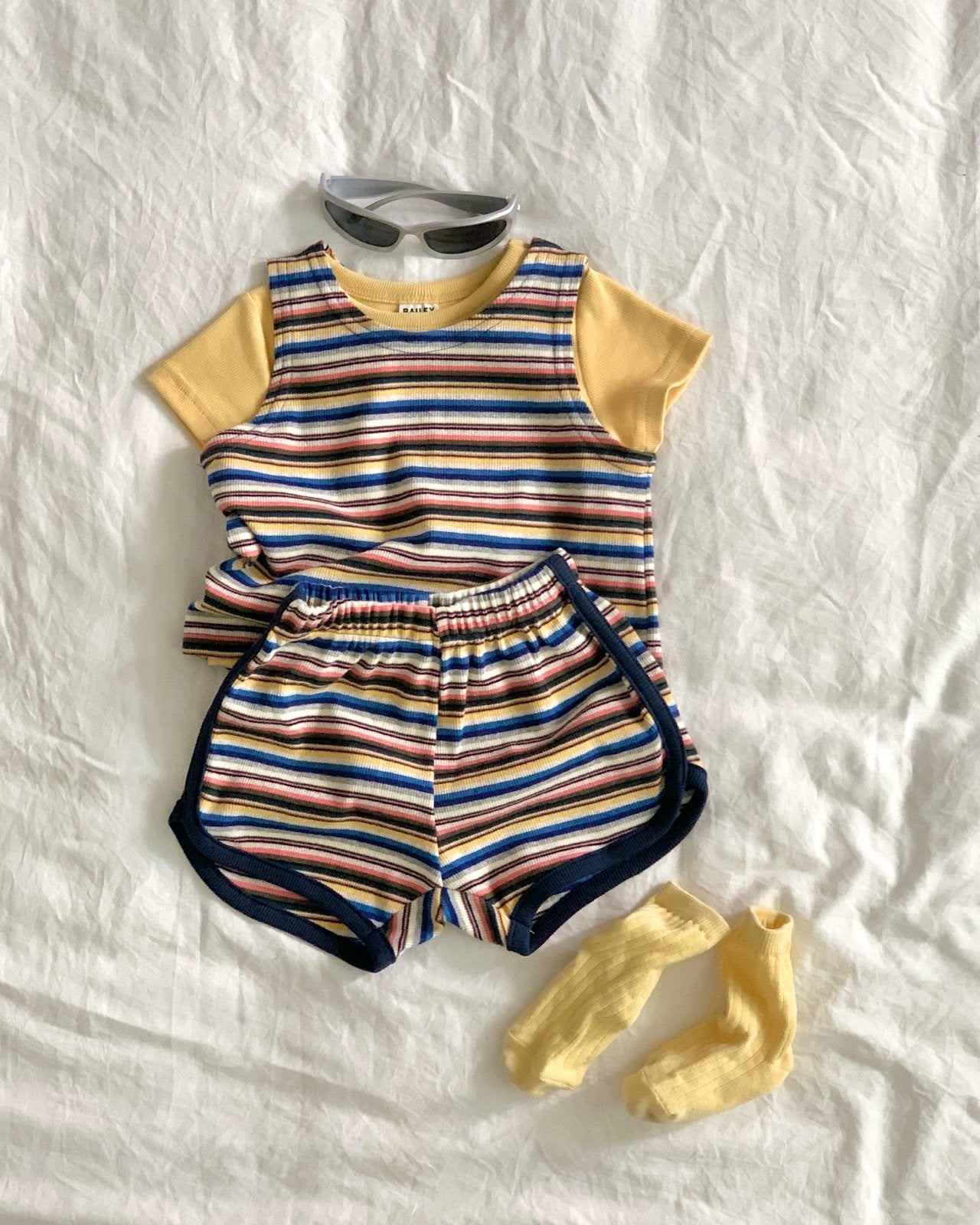 Bailey Multicolour Stripe Sleeveless Top & Shorts Set — Kids