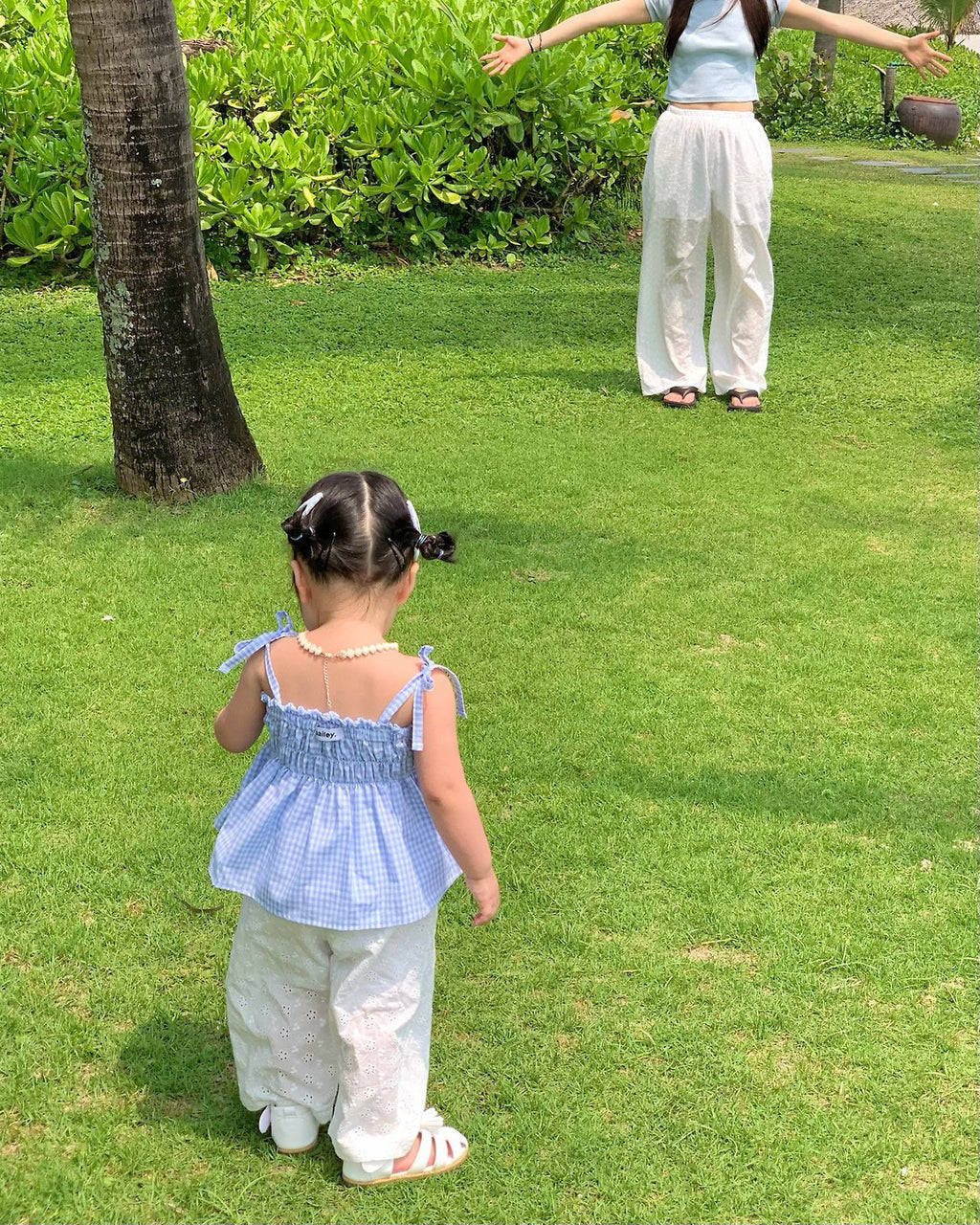(2pack) Bailey Mother & Child Matching Eyelet Cotton Wide-Leg Pants