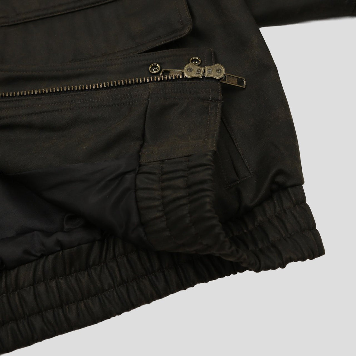 Khaki brown crackle Harrington jacket back detail