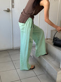 VAARA Linen Wide Leg Trousers with Elasticated Waist