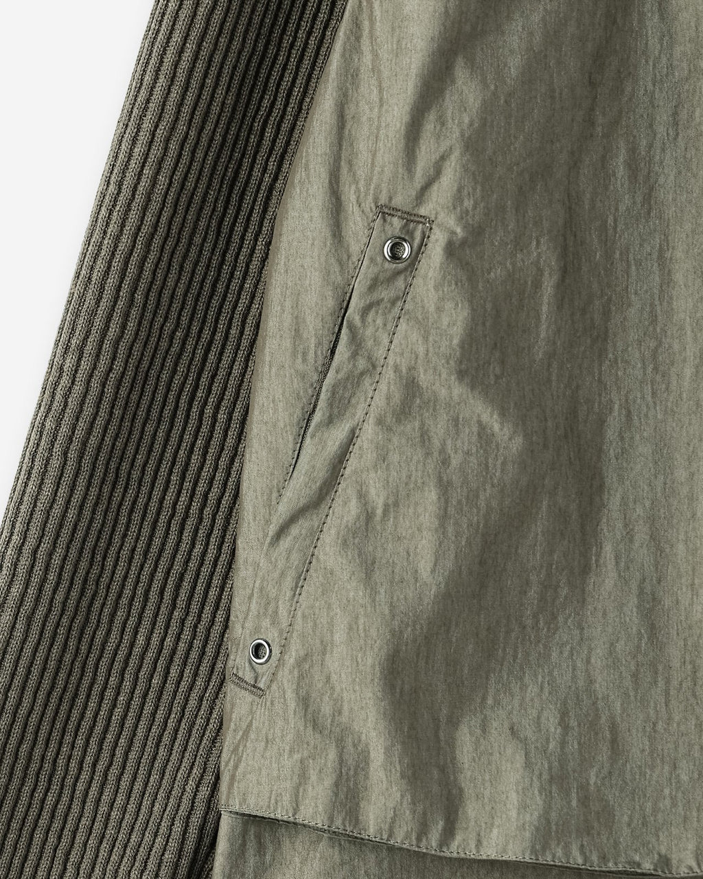 Hooded Windbreaker Jacket with Ribbed Knit Sleeves