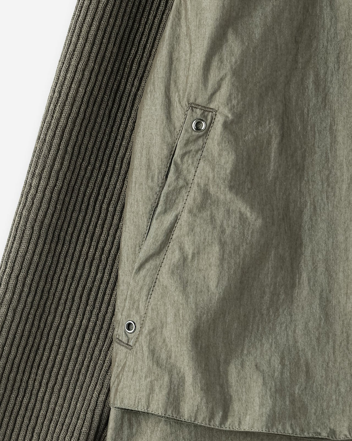 Hooded Windbreaker Jacket with Ribbed Knit Sleeves