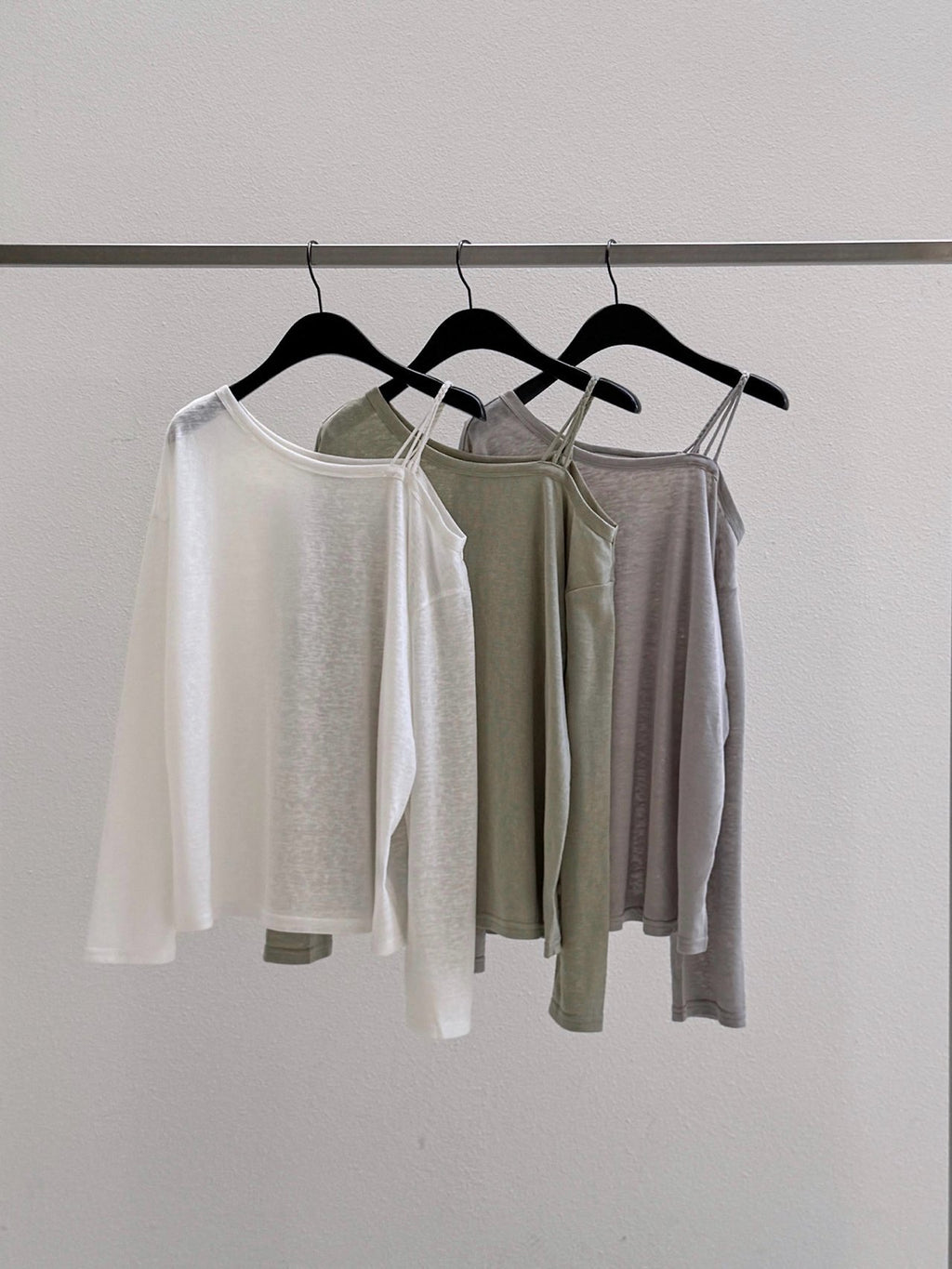 Off Shoulder Strap Detail Long Sleeve Top