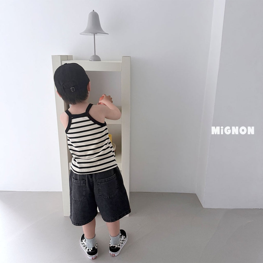 Mignon Striped Tank & Denim Shorts Set — Kids