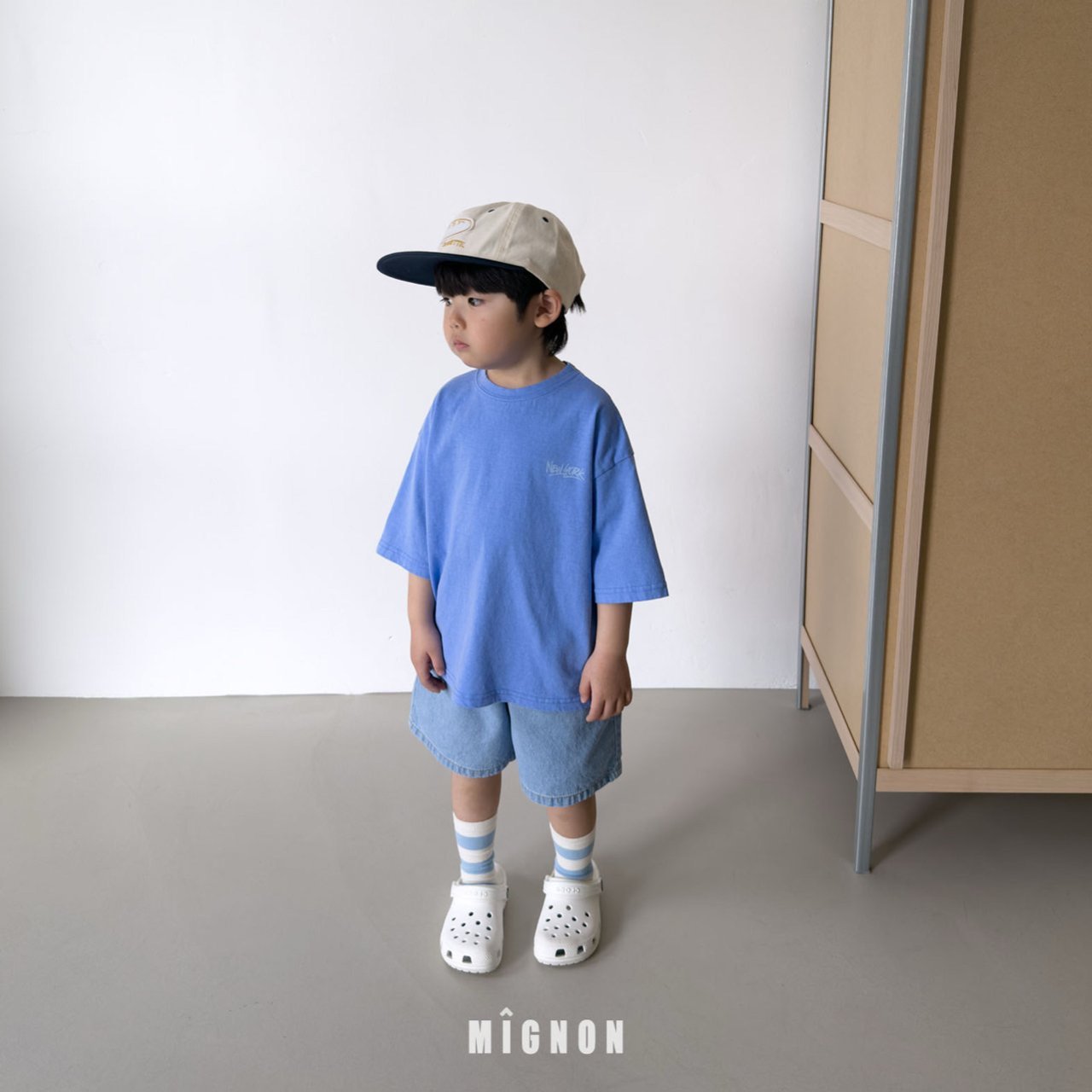 Mignon New York Back Print Pigment Tee & Denim Shorts Set — Kids
