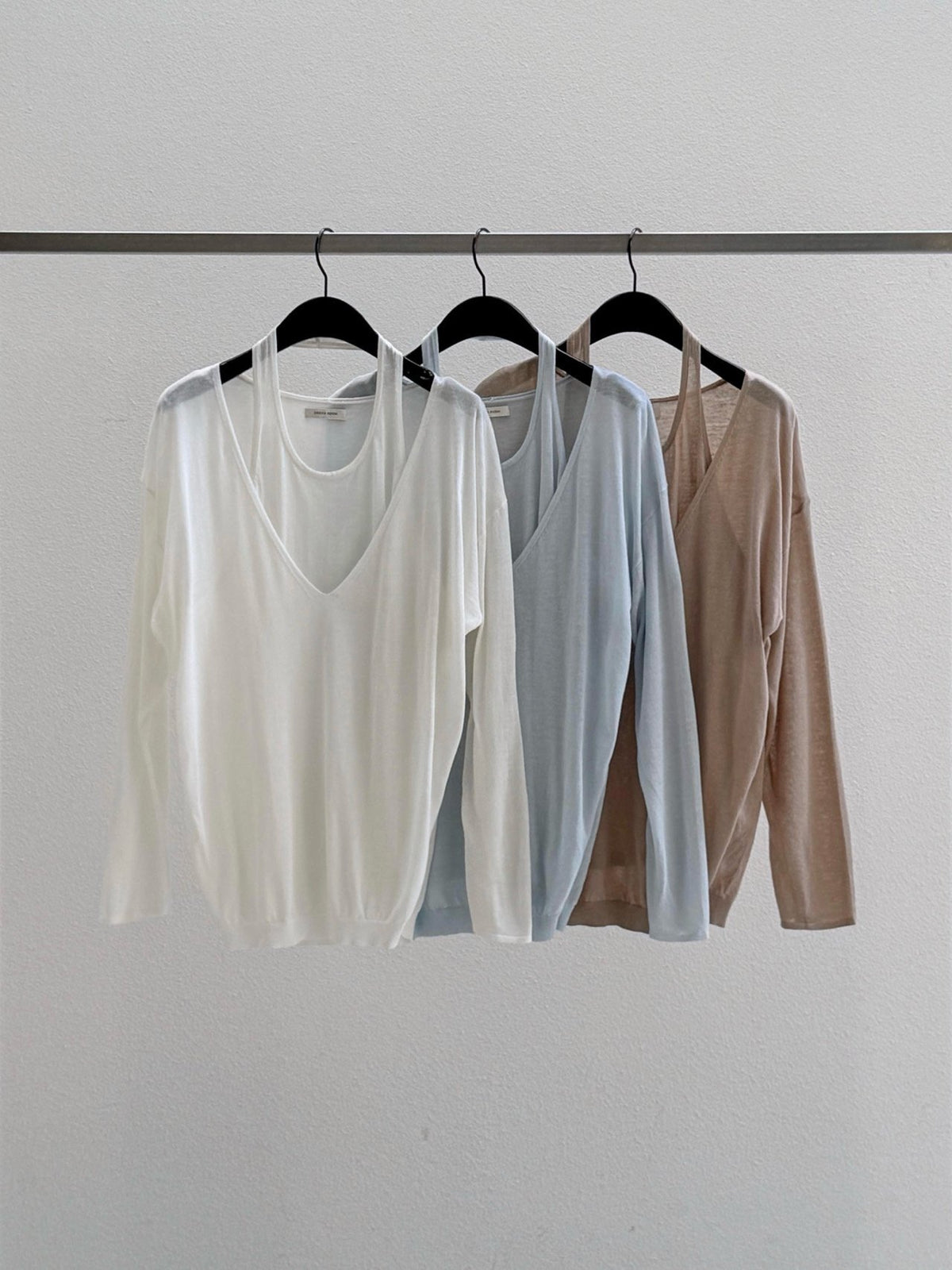 V-Neck Layered Look Long Sleeve Knit Top