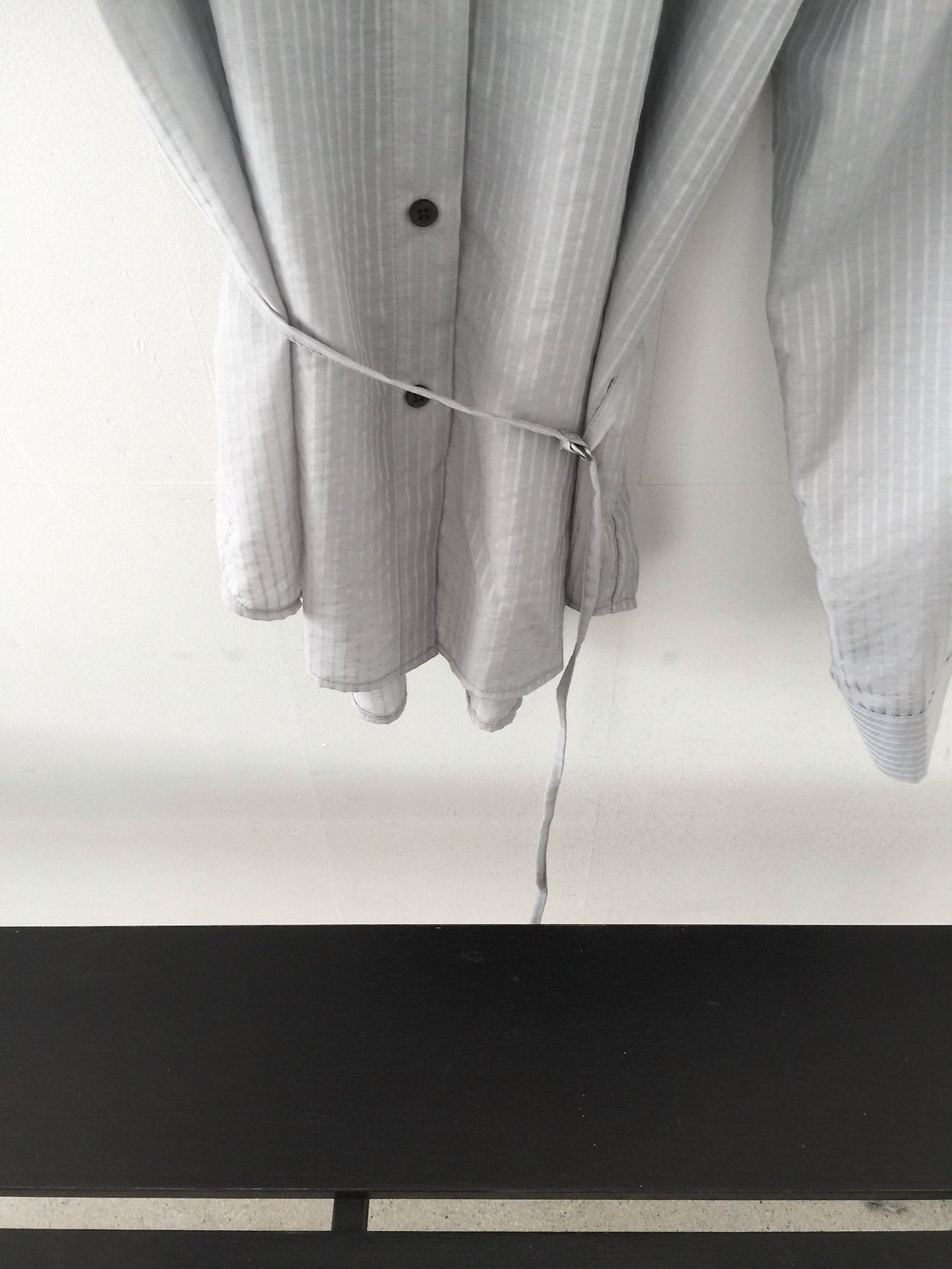 Stripe Texture Button-Down Shirt with Drawstring Waist