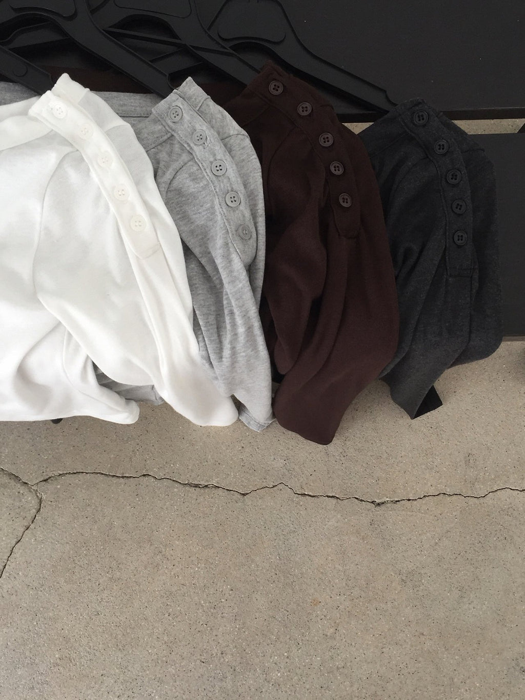 Off-Shoulder Button Long Sleeve Top