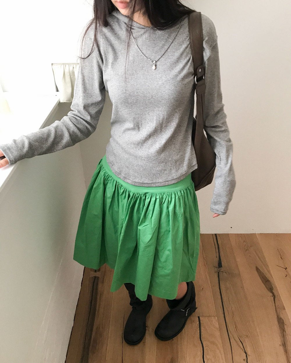 Draped Hood Long Sleeve Cropped Top
