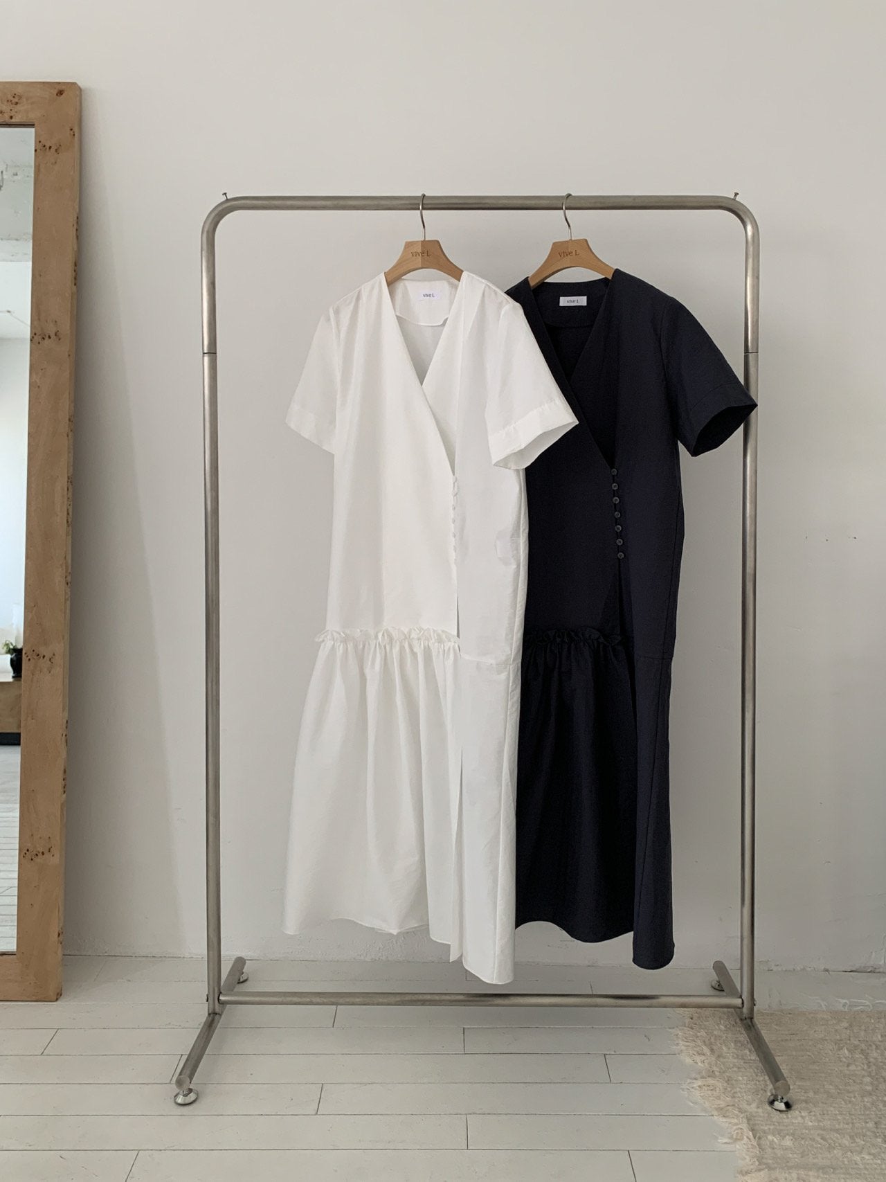 Vivel V-Neck Wrap Shirring Maxi Dress