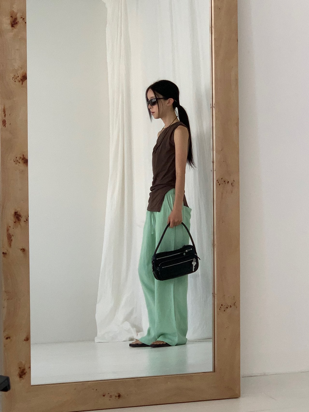 VAARA Linen Wide Leg Trousers with Elasticated Waist