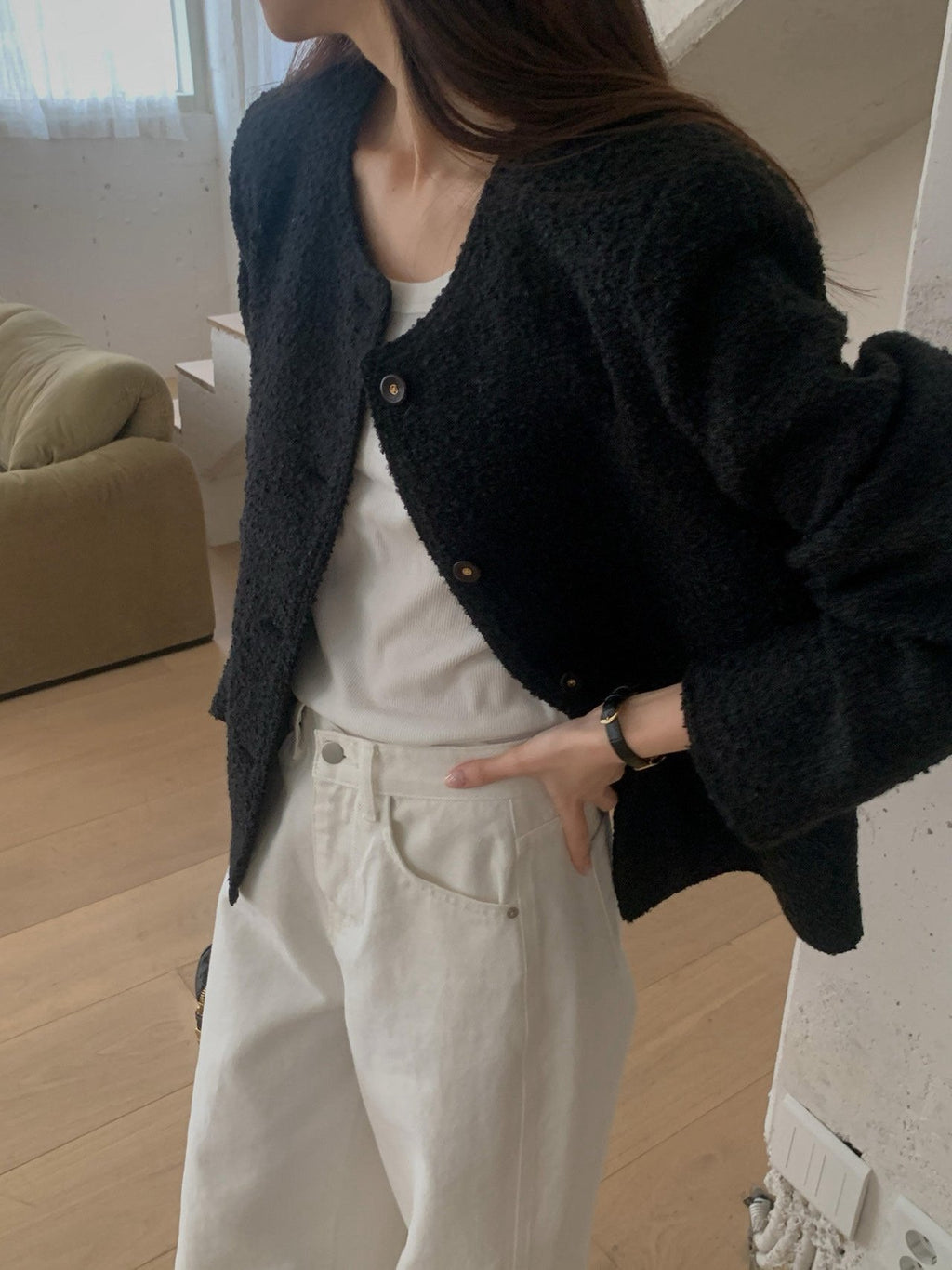 Tweed Jacket with Flap Pockets