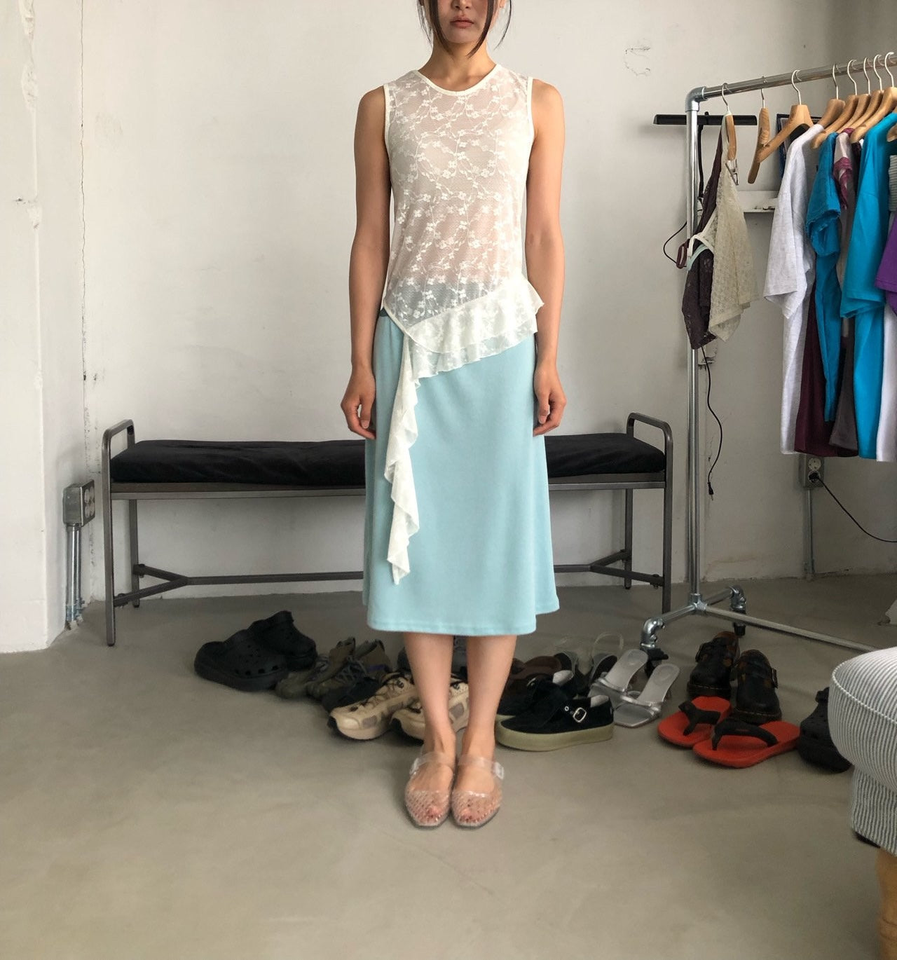 NueFlash Lace Band Two-Way Midi Skirt — Wear as Skirt or Tube Top