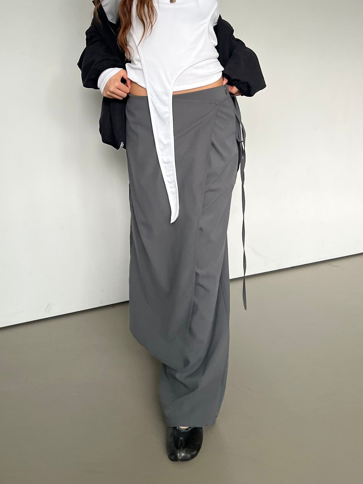 Wrap Overlay Wide Leg Pants with Side Tie