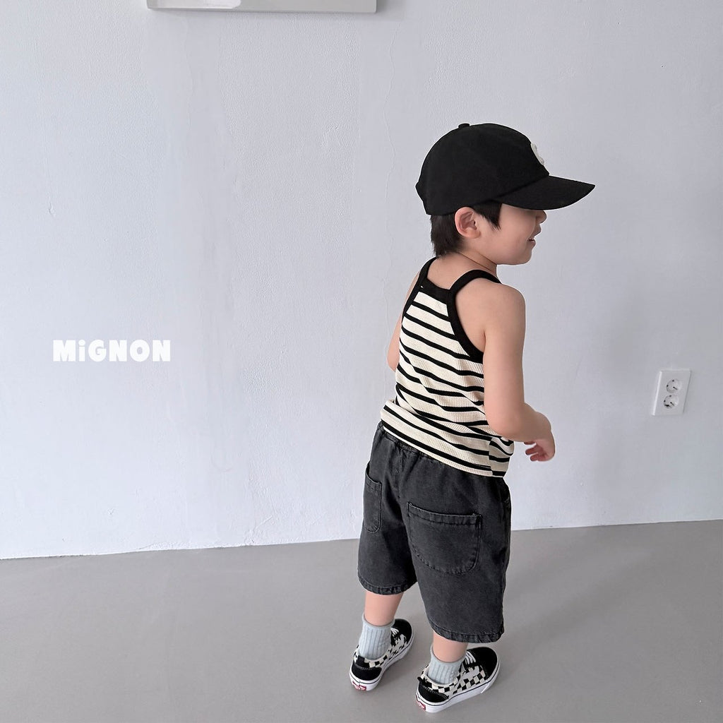 Mignon Striped Tank & Denim Shorts Set — Kids