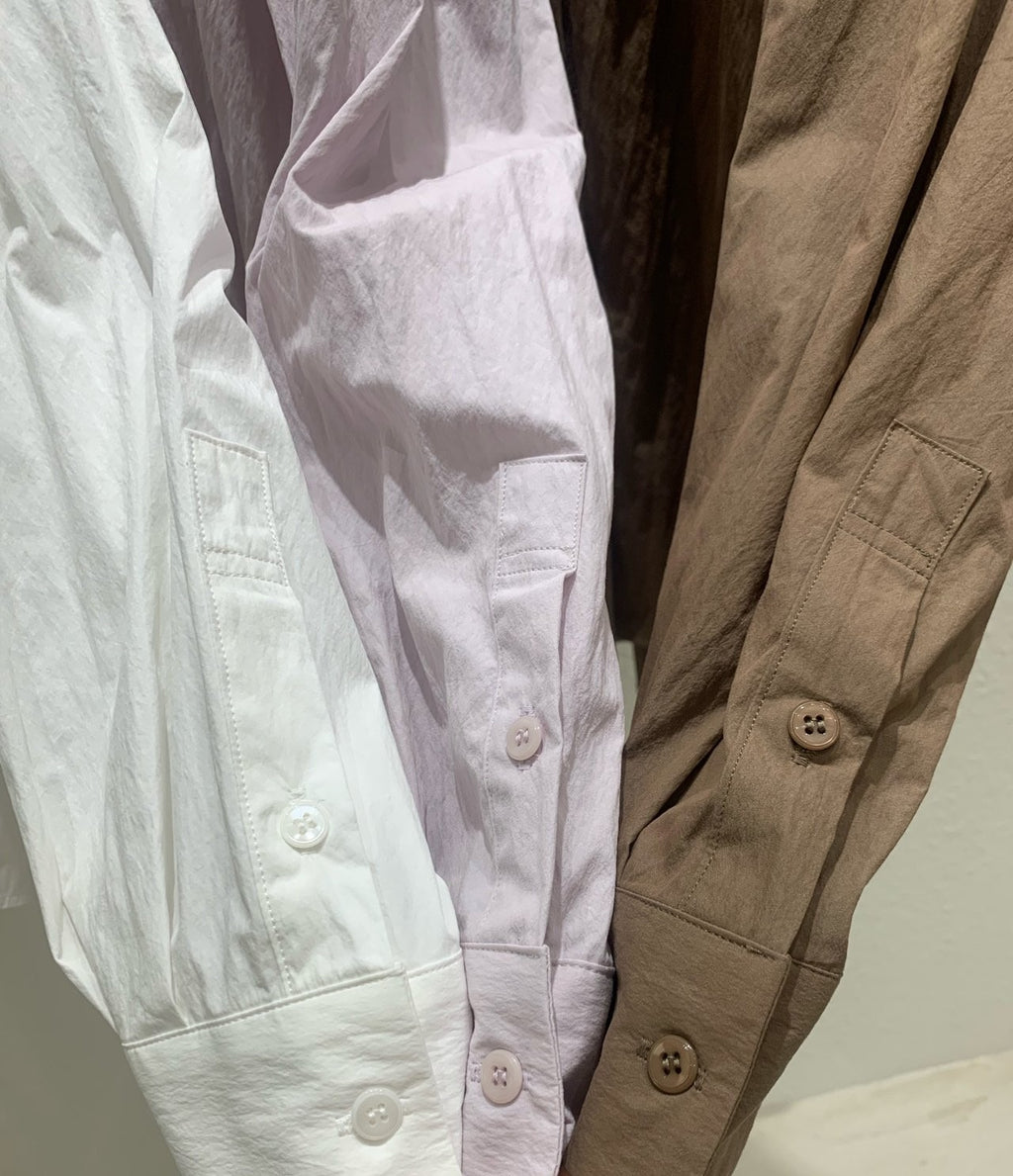 Ivory, Pink and Brown belted shirts
