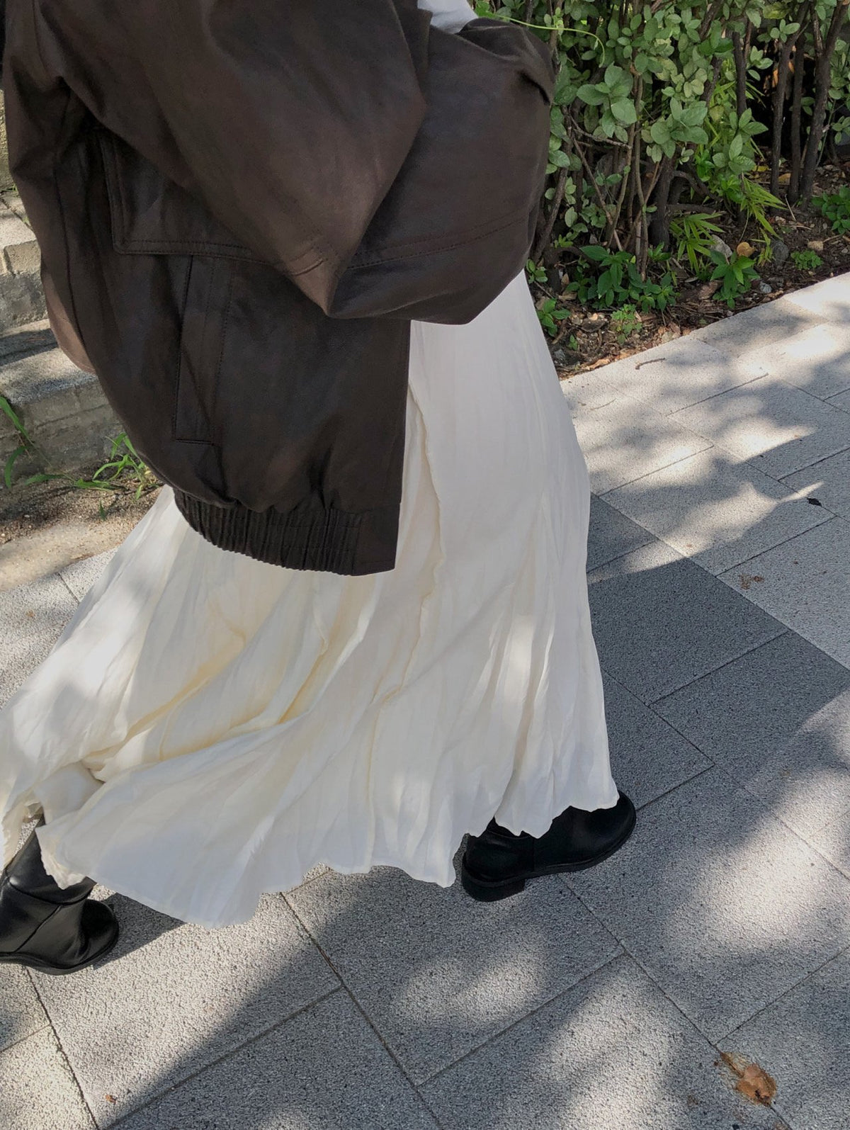 Elastic Waist Crinkle Texture Maxi Flare Skirt