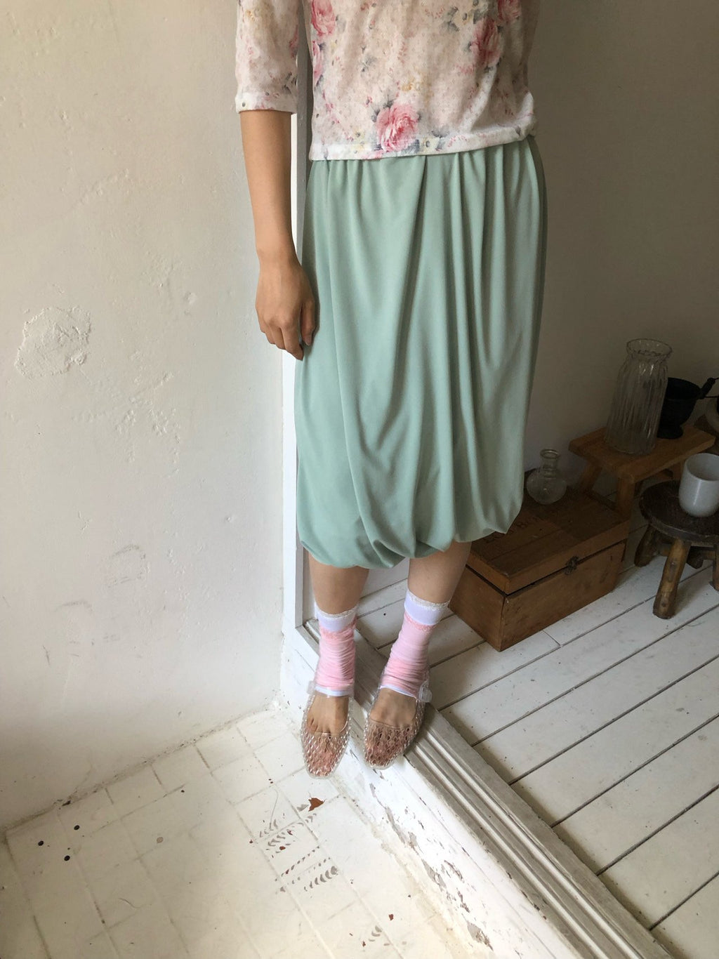 NueFlash Elasticated Bubble Hem Midi Skirt
