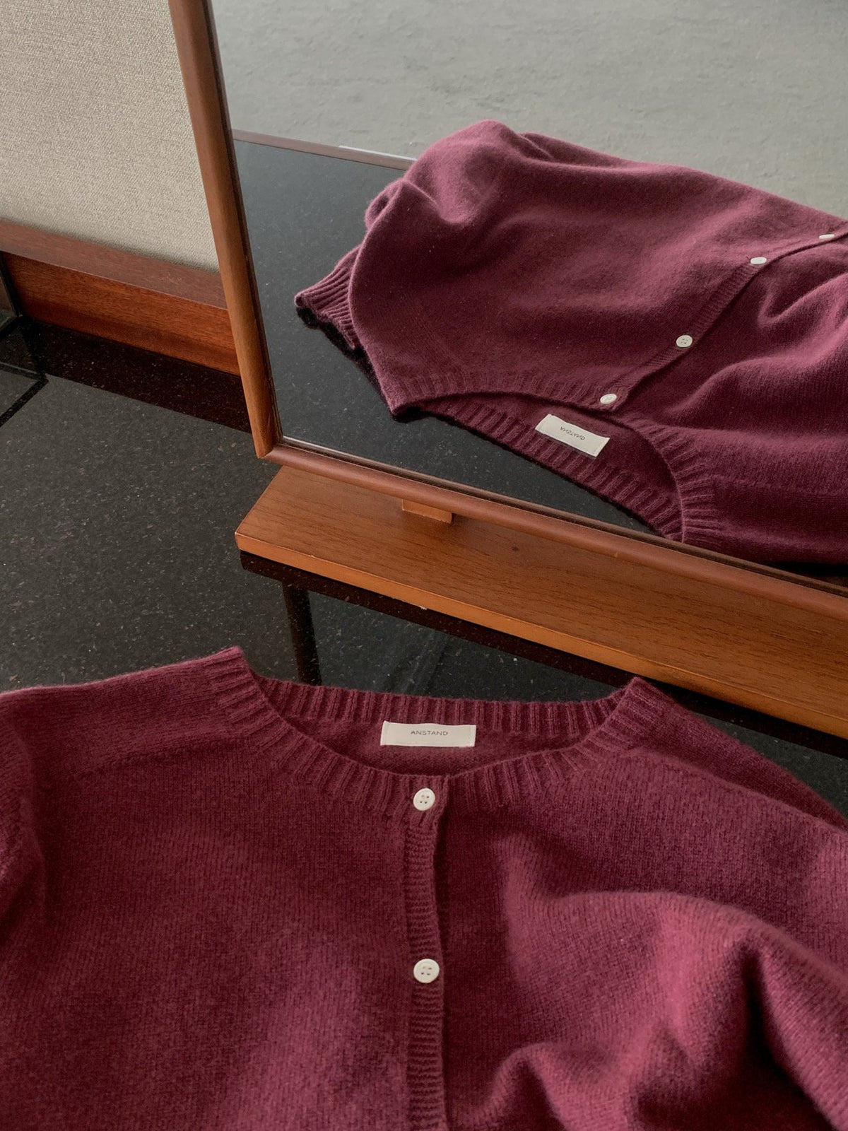 Crew Neck Wool Knit Cardigan