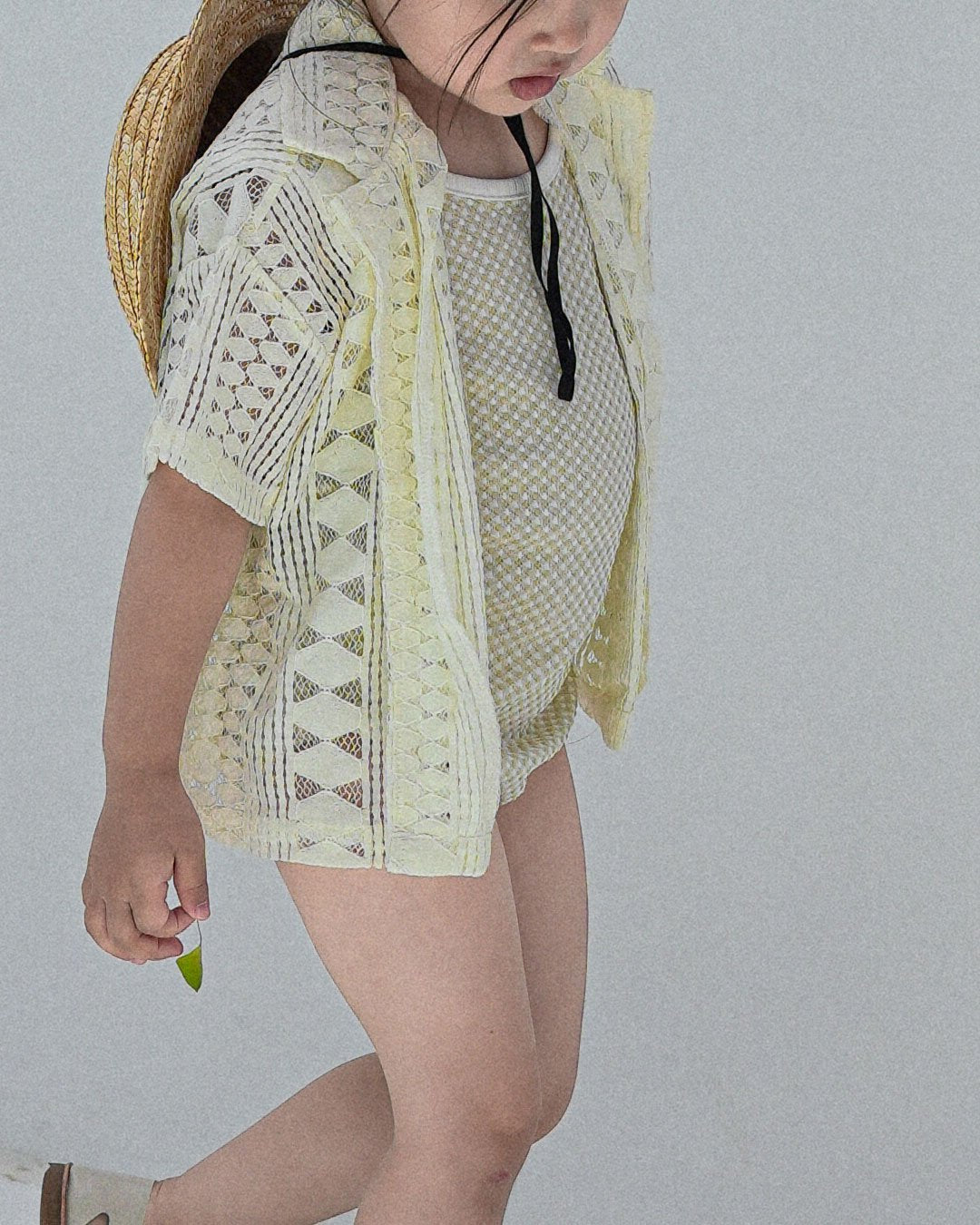 Onu Check Swimsuit (+ Optional Jacquard Beach Shirt & Floral Beach Hood) — Kids