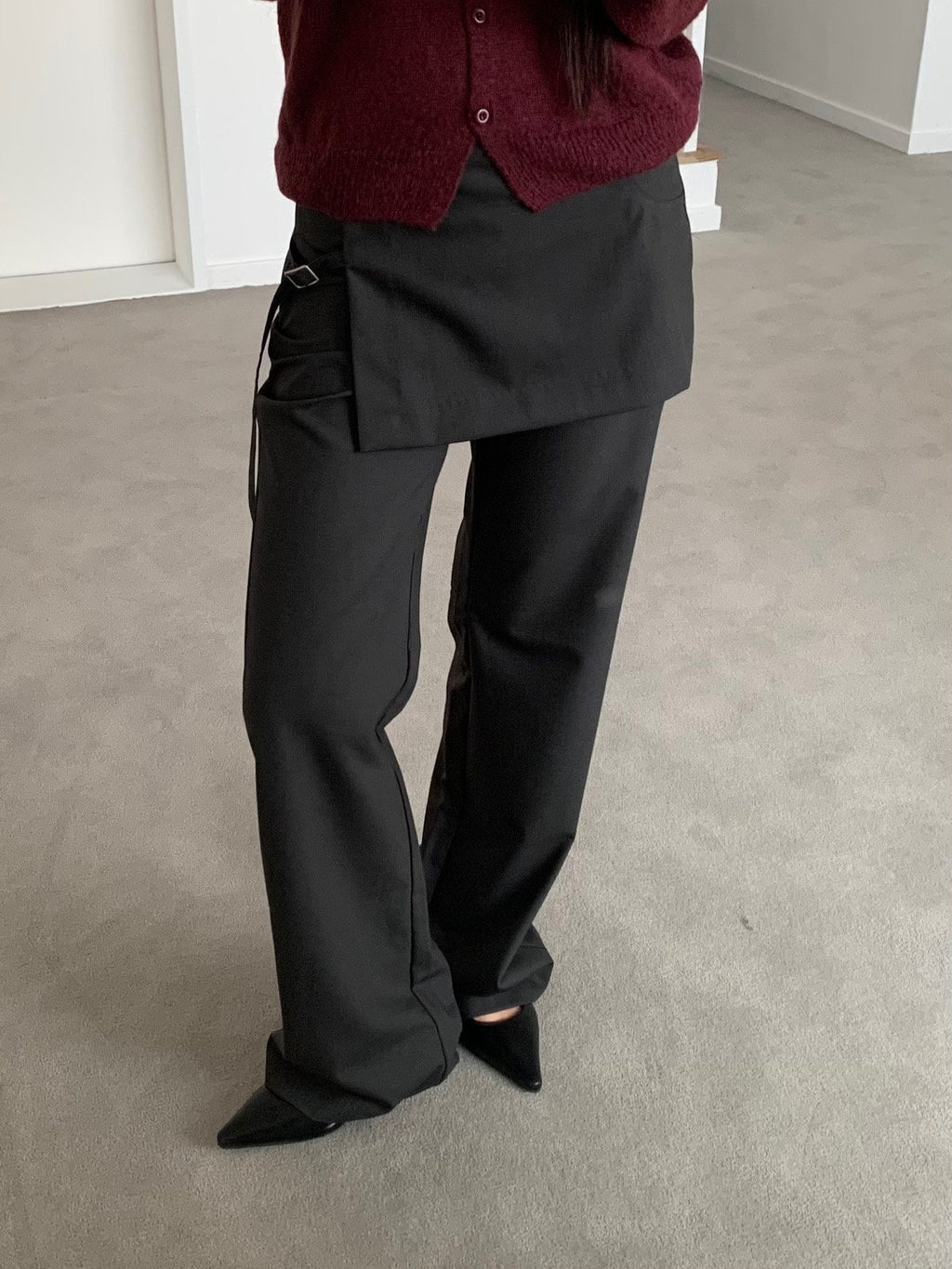 Wide Leg Slacks with Buckle