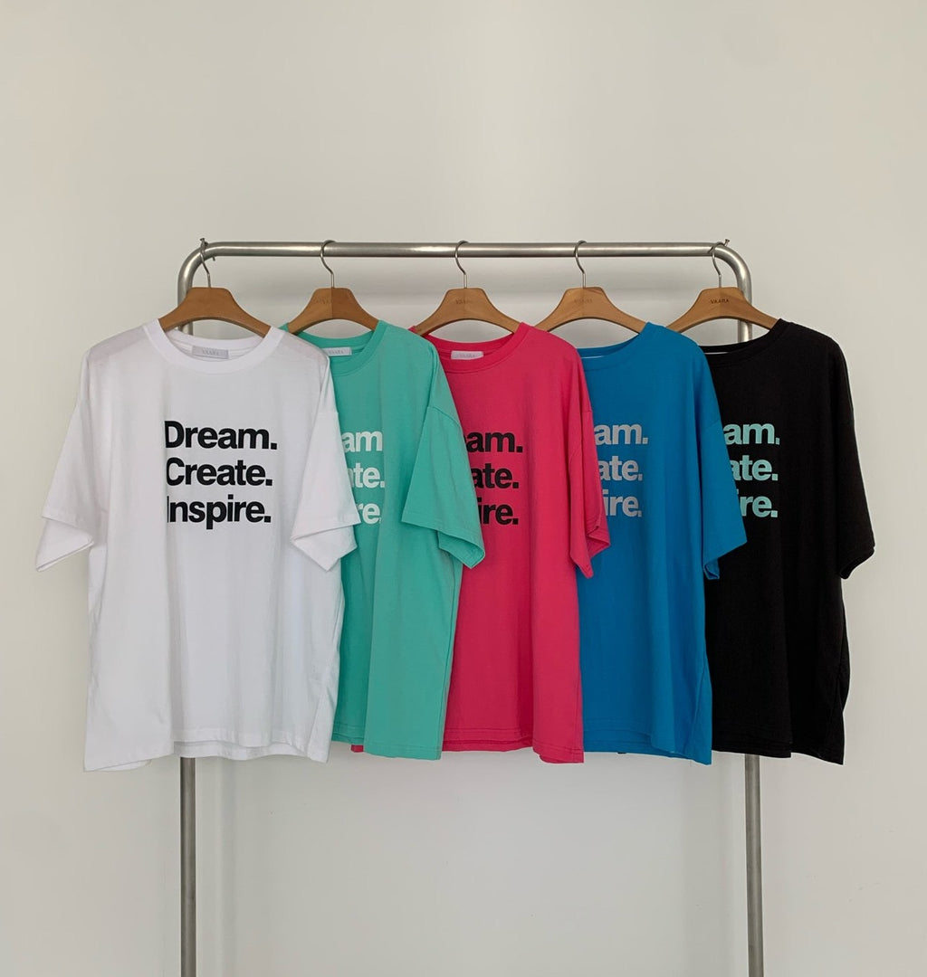 VAARA Dream Create Inspire Letter Print T-Shirt