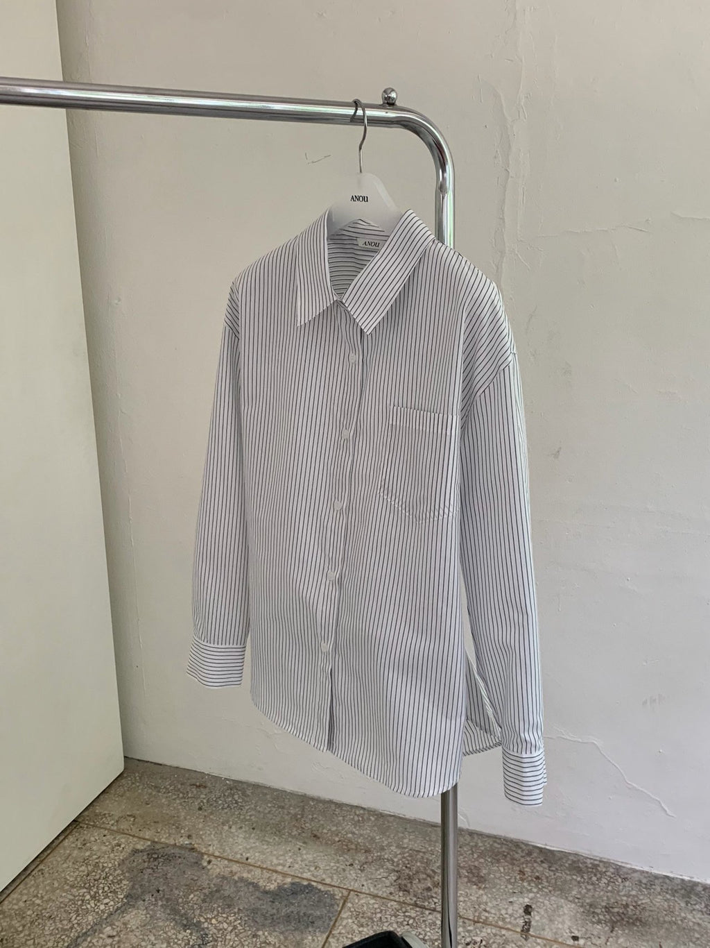 Stripe Overfit Shirt with Back Drawstring Detail